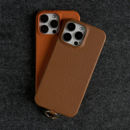 【本革シリーズ】名入れカスタム ロングストラップ付き レザー スマホケース｜ iPhoneケース #241011