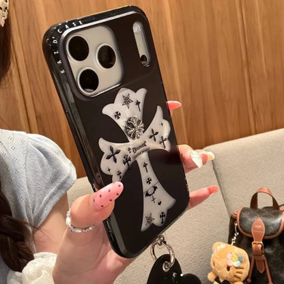 【ヴィンテージクロス】ビッグクロス×マットブラック スマホケース｜iPhone対応 #240728