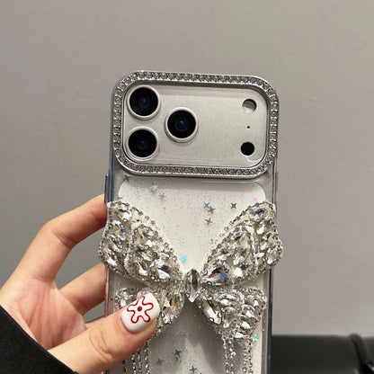 【グリッターバタフライ】キラキラ 蝶々 × ジュエリーチェーン スマホケース｜iPhone対応 #240807