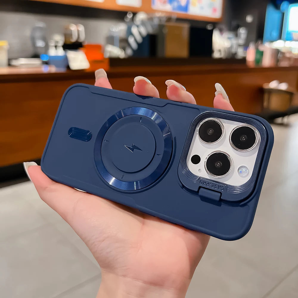 【Magsafe対応】耐衝撃 スタンド付き シリコン スマホケース おしゃれカラー TPU＋PC ハイブリッドリング付きカバー #250404