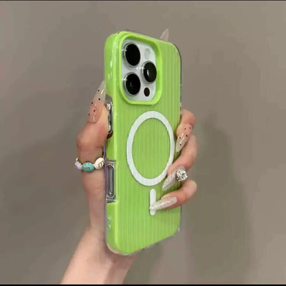 【ワイヤレス充電対応シリーズ】パステルカラー スーツケース風 凹凸デザイン スマホケース｜iPhone対応 #250902