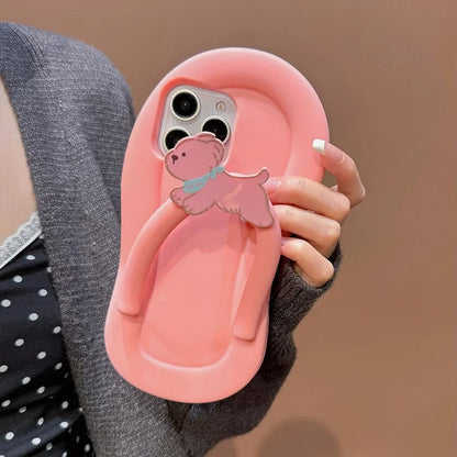 【わんこサンダル風デザイン】ゆるかわ立体 ビーサン スマホケース｜iPhone対応 #250722