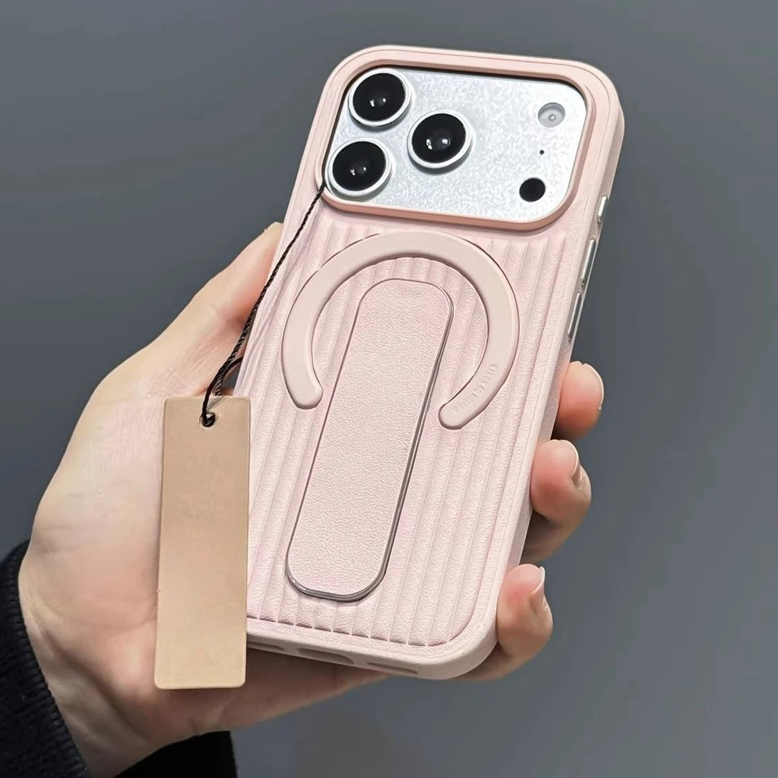 スライド式スタンド シンプル ストライプデザイン iPhoneケース｜背面ホールド付き #240121
