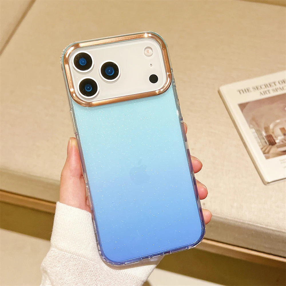 【グラデーションシリーズ】ラメ入りクリアフレーム スマホケース｜iPhone対応 #251127