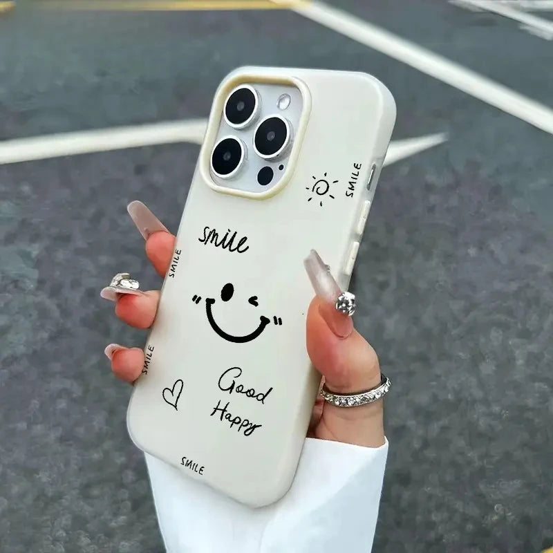 【ニコちゃんシリーズ】スマイル フェイス iPhoneケース｜シンプルマットカラー #260225