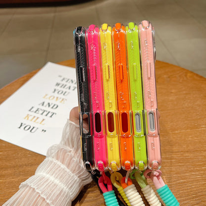 【ネオンシリーズ】カラフルクリアデザイン ストラップ付き スマホケース｜iPhone対応 #251120