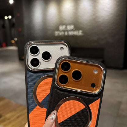 バイカラーレザー調 アーマー Magnet内蔵 iPhoneケース｜カメラ保護・スポーティクール #260014