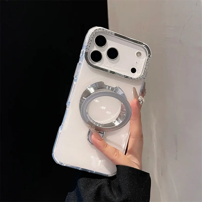 【耐衝撃 クリアケース】折りたたみマグネットリングスタンド機能付き スマホケース おしゃれ シンプル 透明 TPU バンパー カバー｜iPhone対応 #251223