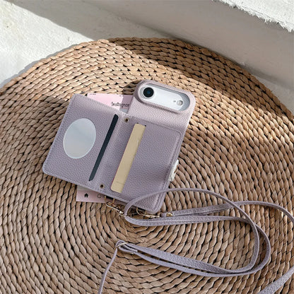 【カードポケットシリーズ】ストラップ付き 多機能PUレザー スマホケース｜iPhone対応 #251212