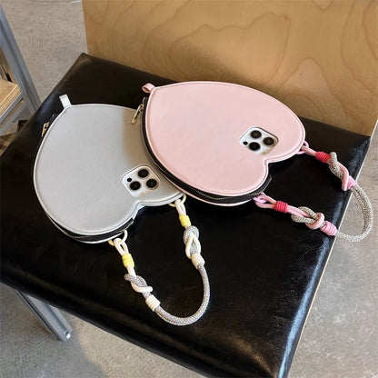 【ハートシリーズ】シンプル可愛いレザー調 大きなハートデザイン スマホケース｜iPhone対応 #251011