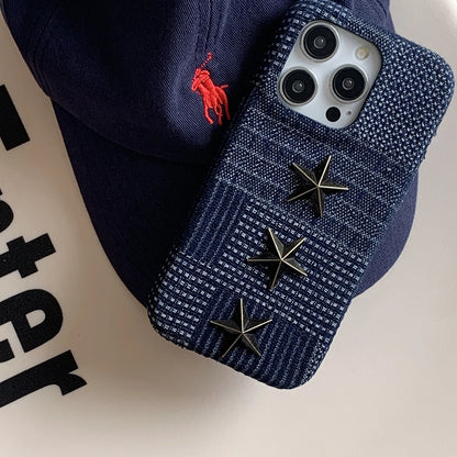 【立体スタースタッズ】デニム風 スマホケース｜iPhone対応 #250731