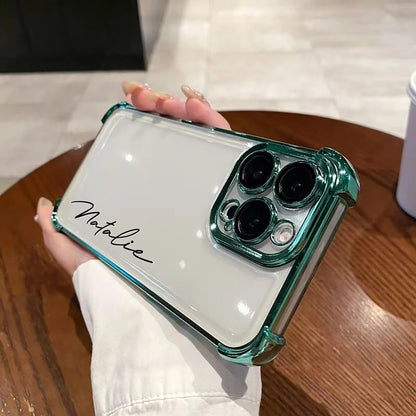 【カスタムシリーズ】名入れOK ソフトTPU×メタリックエッジ スマホケース｜iPhone対応 #250321