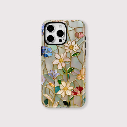 【ステンドブロッサム】ステンドグラス風 × フローラルアート スマホケース｜iPhone対応 #250701