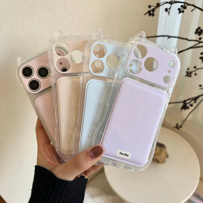 シンプル マカロンカラー 耳付き iPhoneケース｜くすみカラー・全面保護タイプ #240422