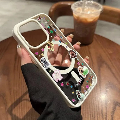 パピー ステッカー 子犬 クリア Magnet内蔵 iPhoneケース #240223