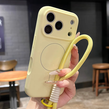 【Magnet内蔵】パステルカラー シンプル ロープストラップ付き マット スマホケース｜iPhone対応 #240708