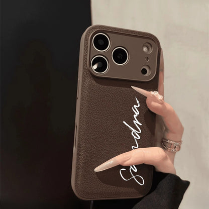 【カスタムNAMEネーム】筆記体 名入れレザーケース｜iPhone対応 #240818