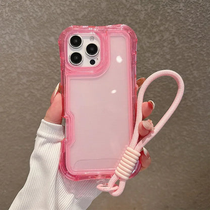 ちゅるんと綺麗なクリアケース ストラップ付き 透明 耐衝撃 ｜iPhoneケース #260510