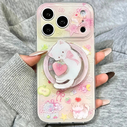 キャットグラデーションマグネット内蔵 iPhoneケース (ケースのみ ・ グリップのみ ・ ケース+グリップ) トレンド・スイート　#261209