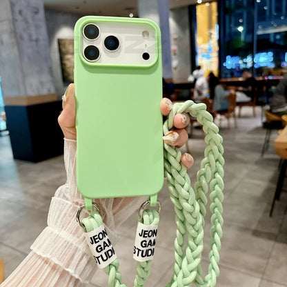 【ショルダーシリーズ】シリコン素材 シンプルデザイン ロープストラップ付きスマホケース｜iPhone対応 #251206
