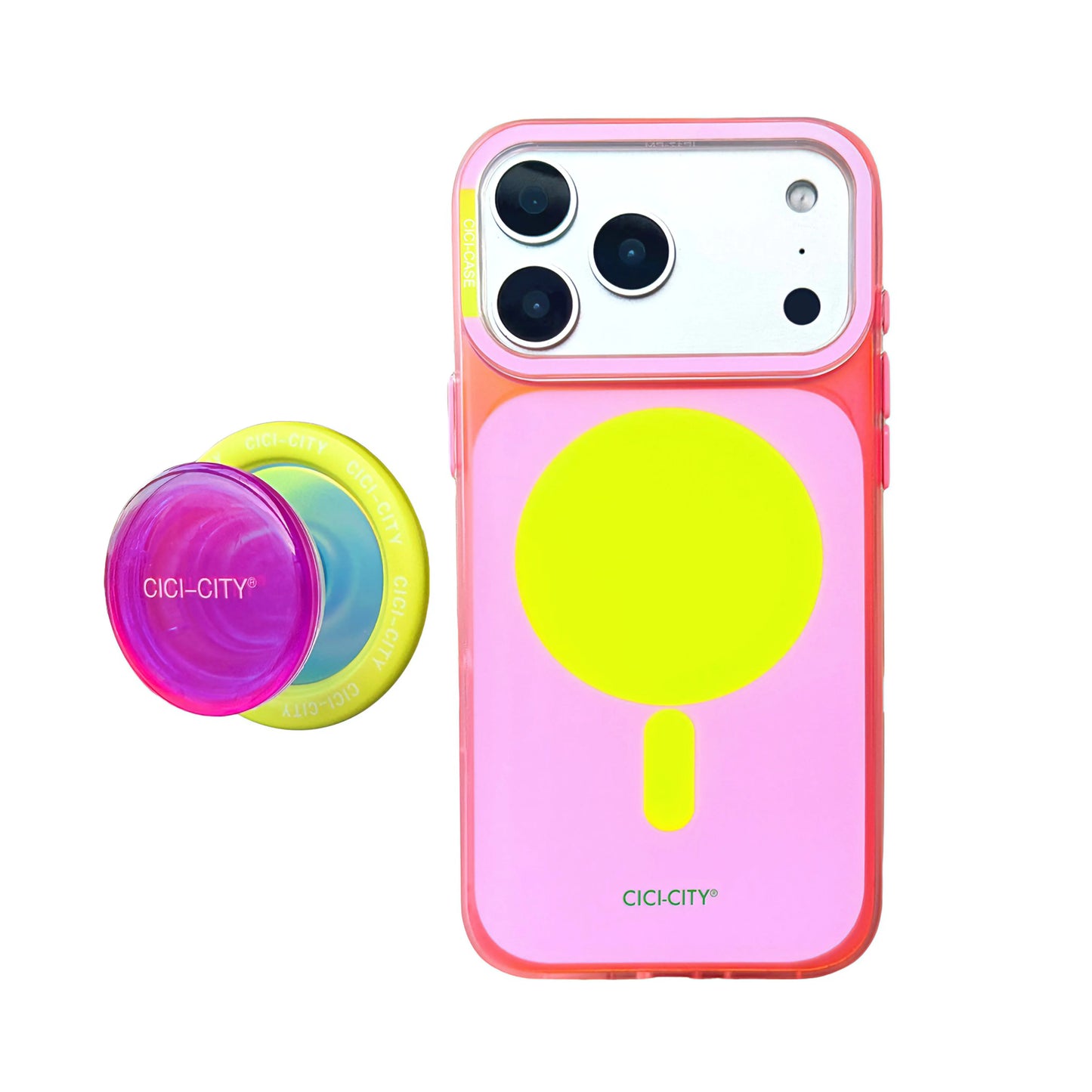 【ネオンポップ】 iPhoneケース クリア ｜Magnet内蔵 グリップ付き #260525