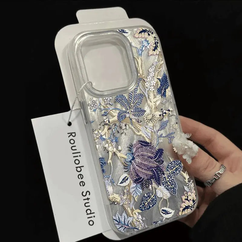 刺繍風フラワー 総柄デザイン クリア iPhoneケース｜エレガント・ボタニカル #260085