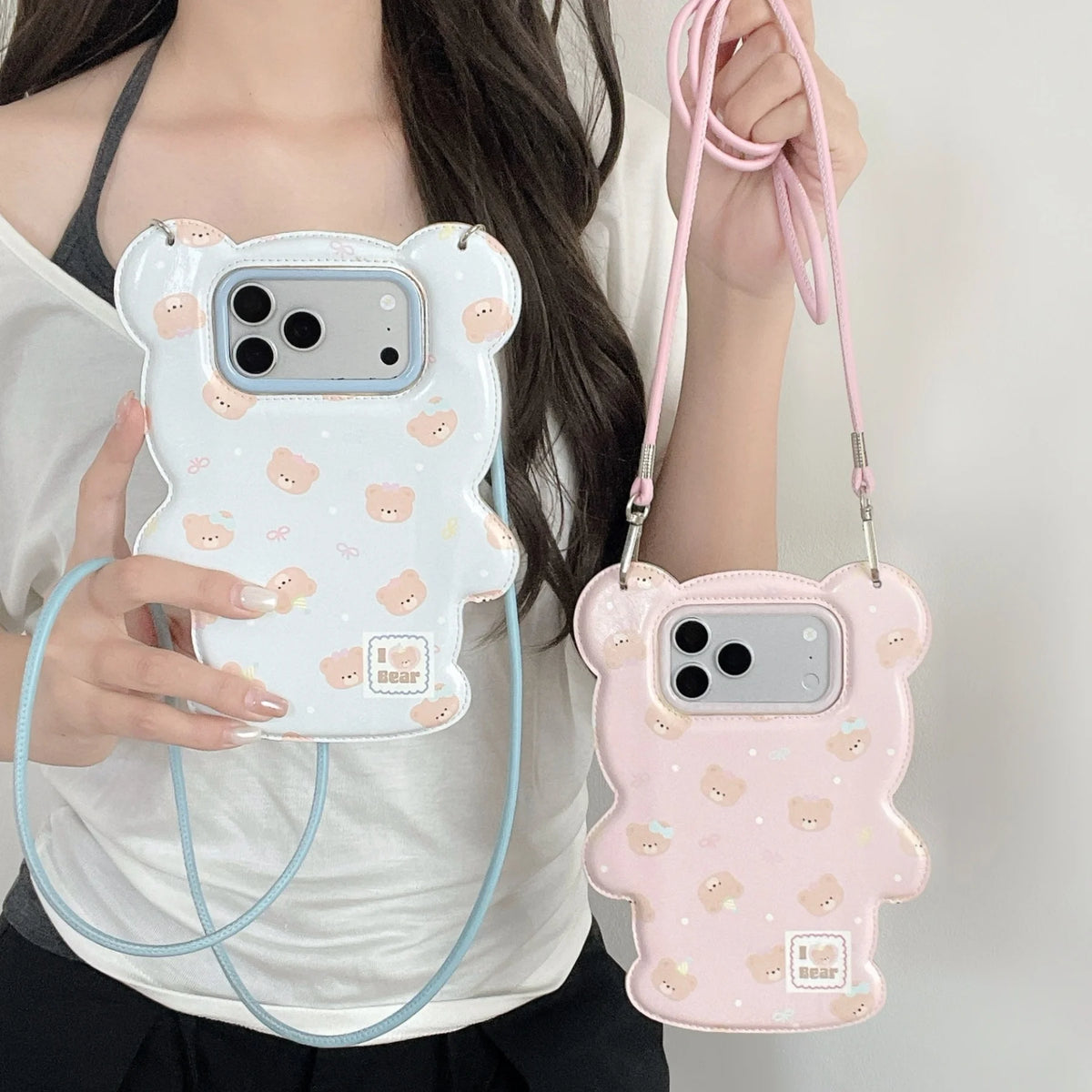 くまダイカット ストラップ付き iPhoneケース (全2色) ガーリー・フェミニン #261218