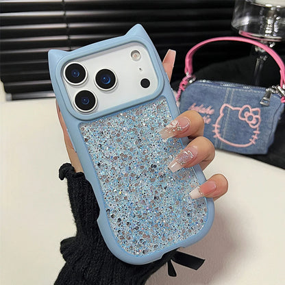 【猫耳シリーズ】キラキラ ラメ グリッター 猫耳デザイン スマホケース｜iPhone対応 #250307