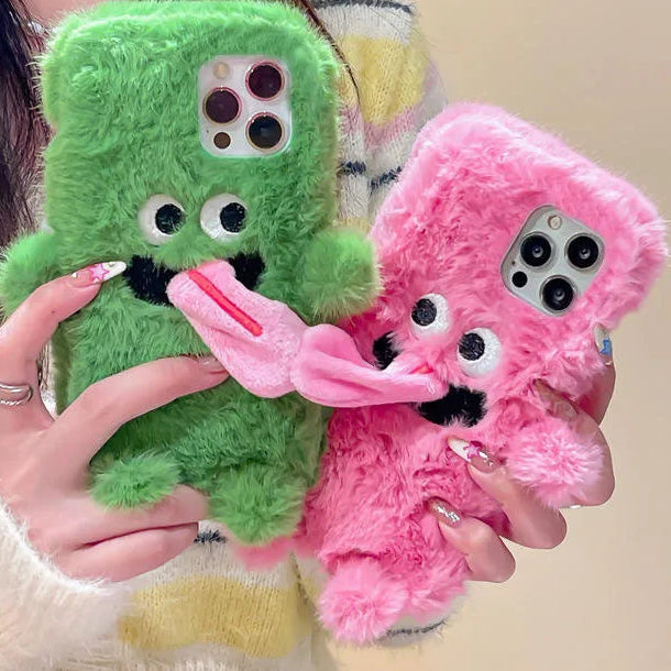 【ふわもこモンスター】マグネット付き ペアにおすすめ 立体ぬいぐるみ スマホケース｜iPhone対応 #241120