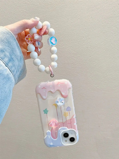 【パステルカラー】とろけるミルキーデザイン ボールストラップ付き スマホケース｜iPhone対応 #251004