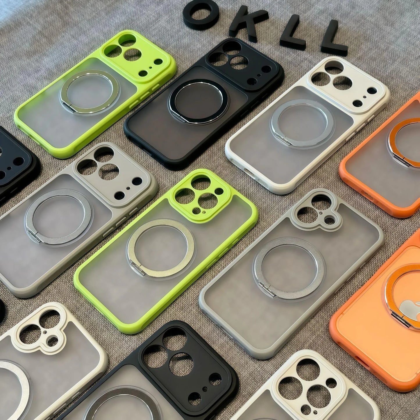 マットカラー iPhoneケース｜ビビッド配色・リング一体型・耐衝撃デザイン #240412
