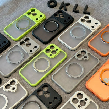マットカラー iPhoneケース｜ビビッド配色・リング一体型・耐衝撃デザイン #240412