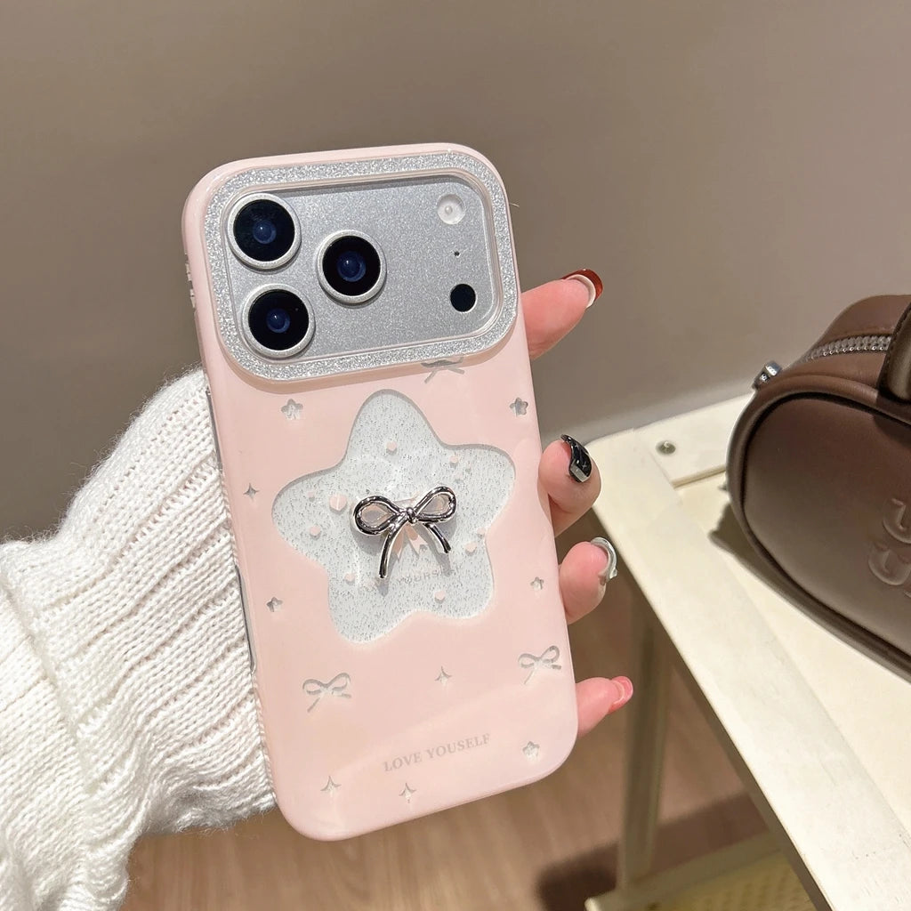 【STAR BOW】星型リボン パステルガーリースマホケース｜iPhone対応 #240930
