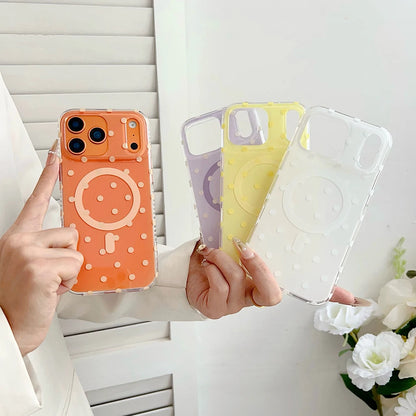 ドット柄 水玉 Magnet内蔵 iPhoneケース｜クリアベース・ポップデザイン #260104