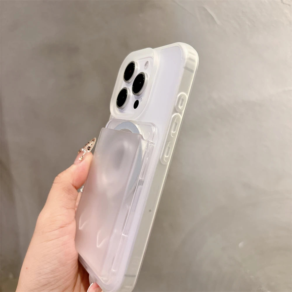 クリアストラップ カード収納 iPhoneケース｜カラーループ付き #240313