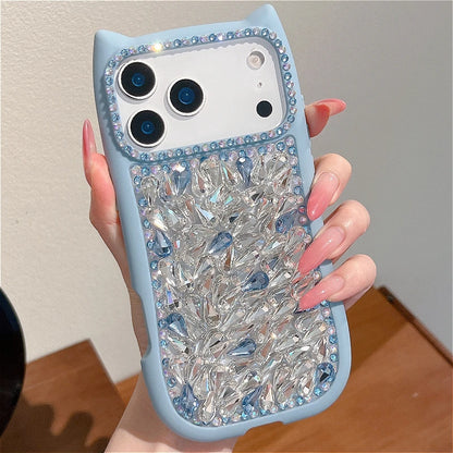 猫耳シリーズ キャットビジュー フルラインストーン iPhoneケース #230720