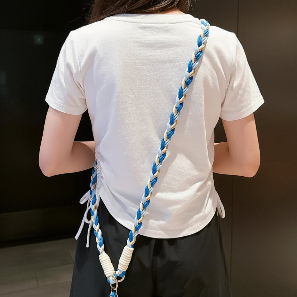 【ロングストラップ】編み込みロープ クロスボディストラップ｜斜め掛け・手ぶら・ナチュラル・おしゃれ #261069