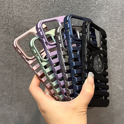 【アルミ調デザイン】メタル スーツケースデザイン 耐衝撃 スマホケース｜iPhone対応 #250414