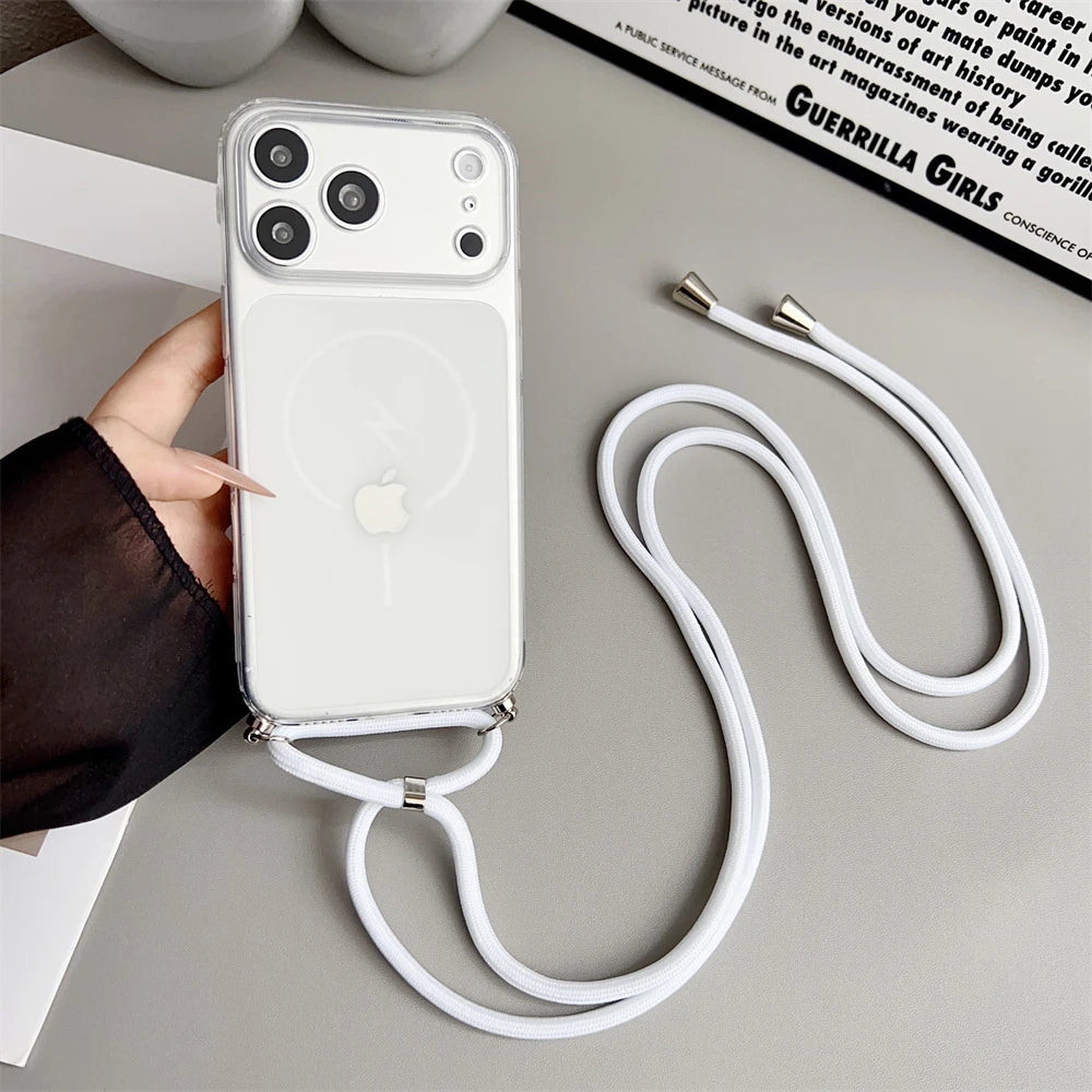 ロングストラップ付き クリア iPhoneケース｜Magnet内蔵・シンプル・ショルダー対応 #230730