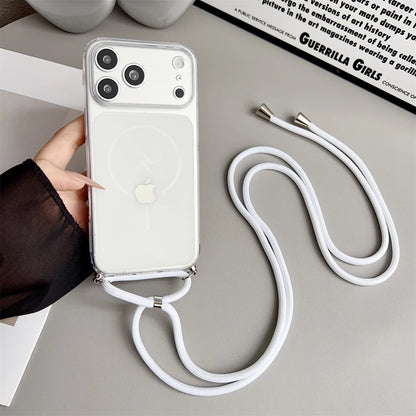 ロングストラップ付き クリア iPhoneケース｜Magnet内蔵・シンプル・ショルダー対応 #230730