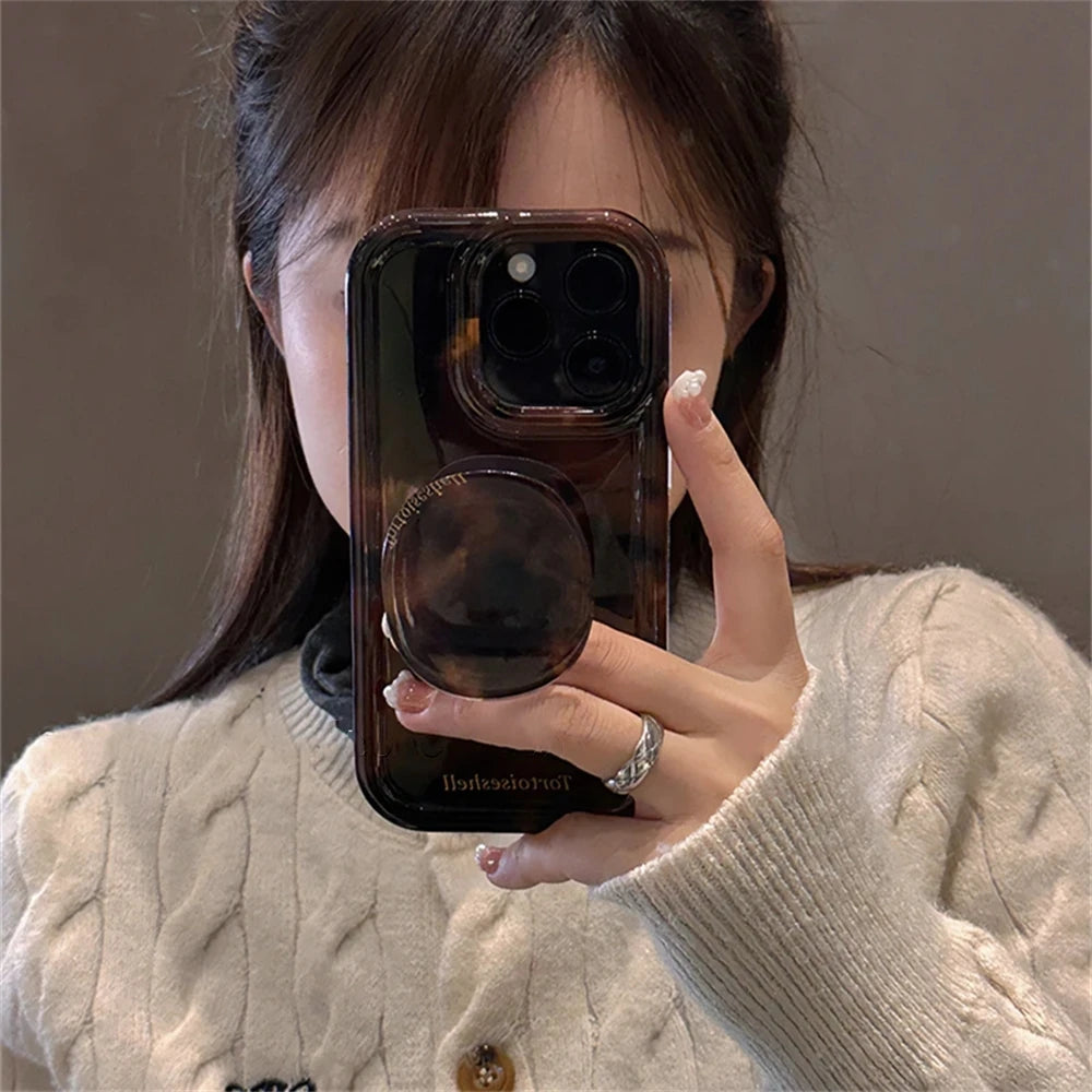 【マーブルグリップ】琥珀 べっ甲柄 シンプルスマホケース｜iPhone対応 #250622