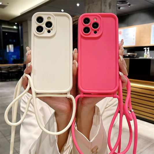 【シンプルシリーズ】無地ショルダーストラップ付き おしゃれ肩掛け スマホケース｜iPhone対応 #250901