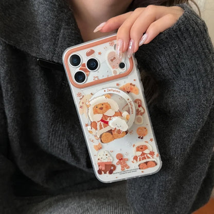 雪んこくまさん ベア スイーツ イラスト グリップ付き Magnet内蔵 iPhoneケース #240502