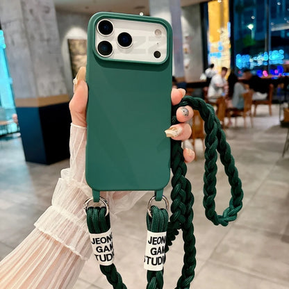 【ショルダーシリーズ】シリコン素材 シンプルデザイン ロープストラップ付きスマホケース｜iPhone対応 #251206