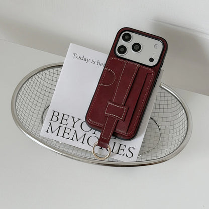 【クラシックハンドトラップ】レザーポケット × キーリング スマホケース｜iPhone対応 #240815