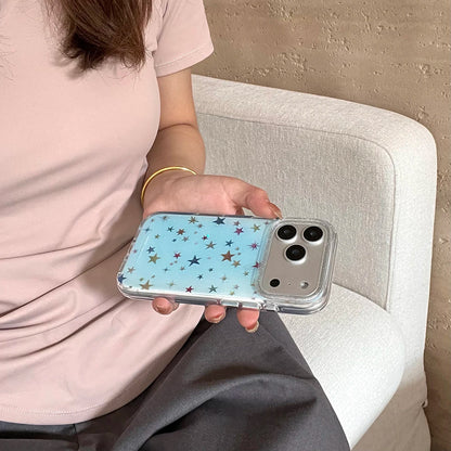 【カラフルスター】ブルースカイ×ホログラムスター クリアスマホケース｜iPhone対応 #250216