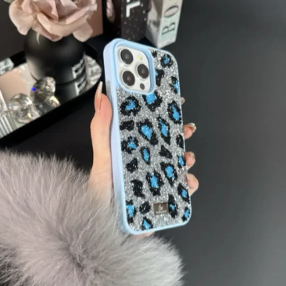 【キラキラビジューシリーズ】フルラインストーン ヒョウ柄 レオパード グリッター デコ スマホケース｜iPhone対応 #260113