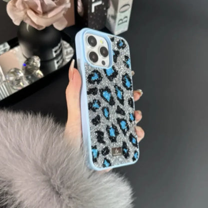 【キラキラビジューシリーズ】フルラインストーン ヒョウ柄 レオパード グリッター デコ スマホケース｜iPhone対応 #260113