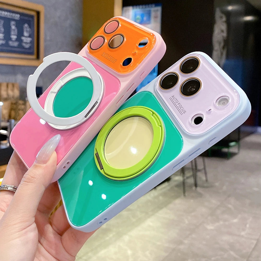 バイカラー リングスタンド付き Magnet内蔵 iPhoneケース｜韓国っぽ・ビビッドカラー #261248