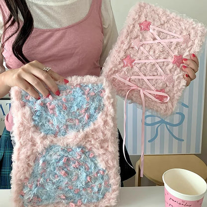 【iPad】ふわもこリボン スター×フリル デザイン タブレット ケース｜iPad対応 #250917t